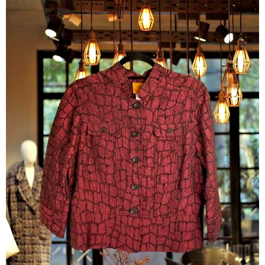 Women's Petite Jacket Ruby Rd. Buttons Pockets Lightweight Textured Size 14p